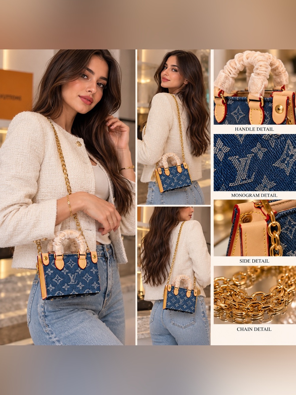 Mini bag denim fabric with lettering 1.Vmini bags